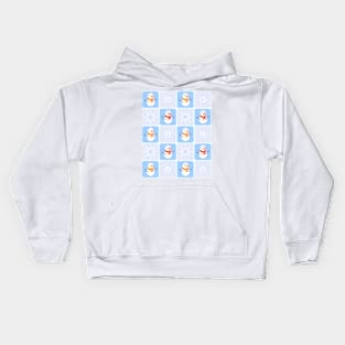 Winter checkered pattern snowman and snowflakes Kids Hoodie